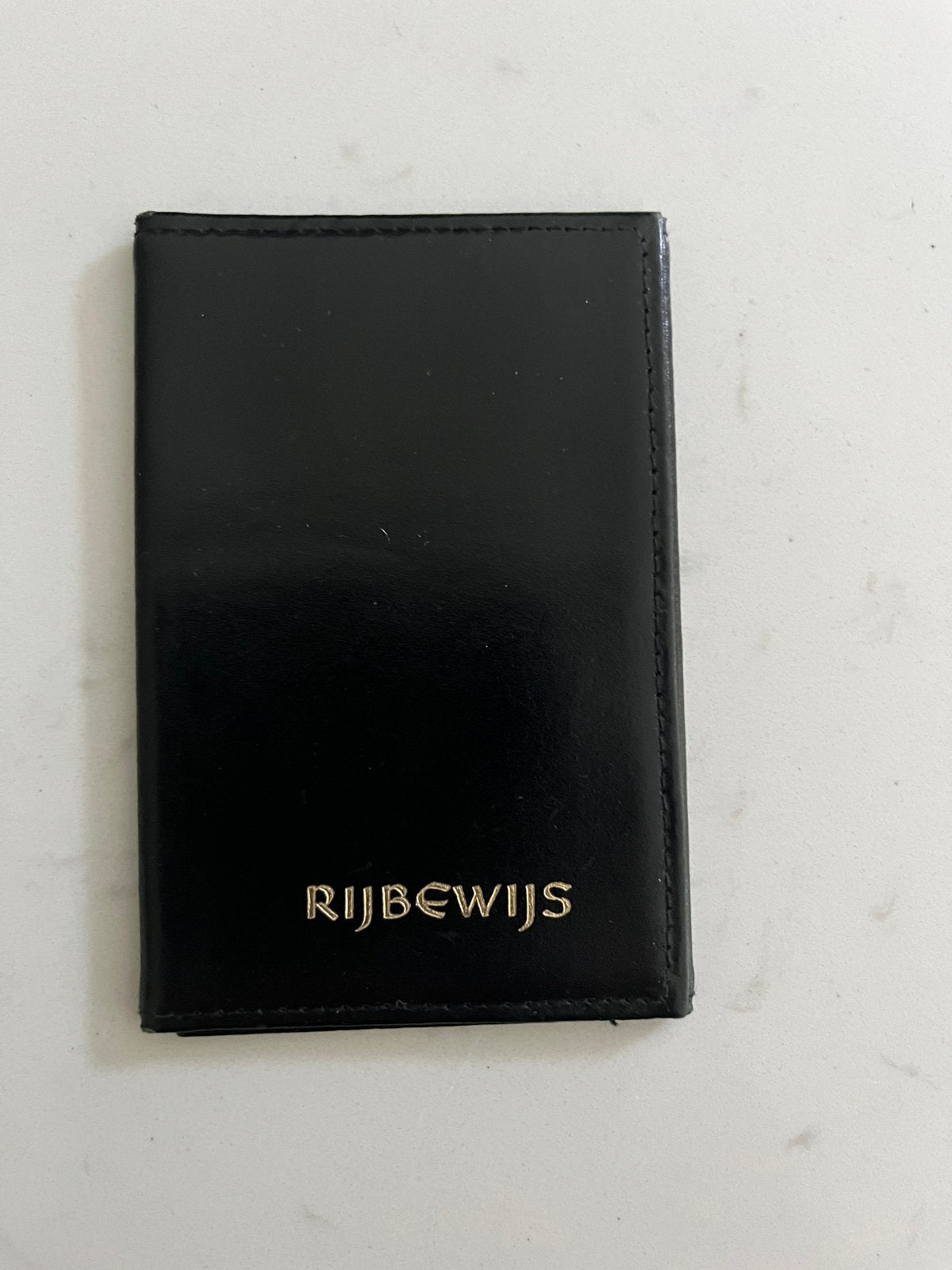 Vintage lederen rijbewijs hoesje, Zwart, Zo goed als nieuw, Leer, Ophalen