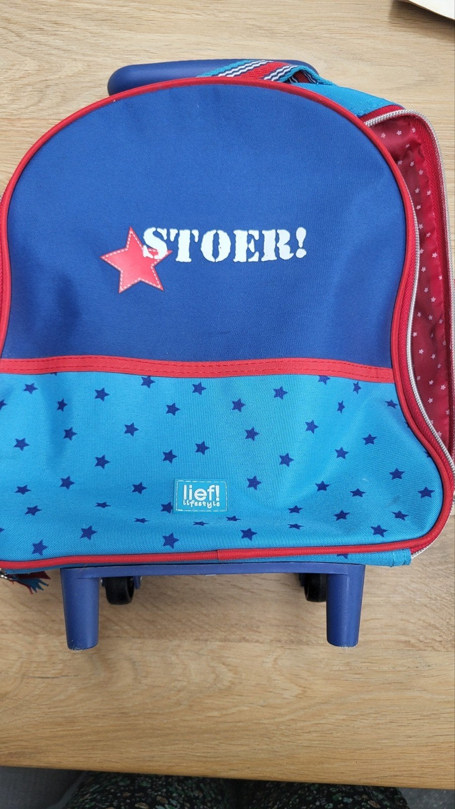 Lief! Lifestyle Trolley Rugzak - Blauw met Sterren, Gebruikt, Ophalen of Verzenden, 30 tot 40 cm, Minder dan 30 cm