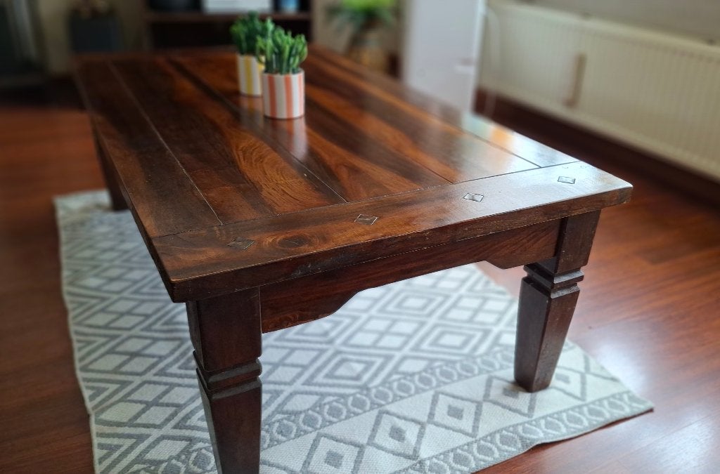 Salontafel koloniale stijl massief hout 136x75x46cm, Huis en Inrichting, Tafels | Salontafels, Ophalen, Gebruikt, 100 tot 150 cm