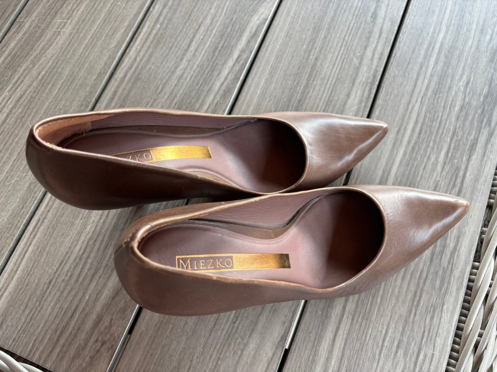 Bruine leren pumps, mt 41, Ophalen of Verzenden, Zo goed als nieuw, Bruin