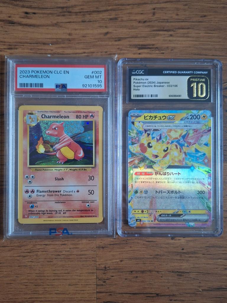 PSA 10 Charmeleon & CGC 10 Pikachu ex Pokémon kaarten, Ophalen of Verzenden, Nieuw, Meerdere kaarten