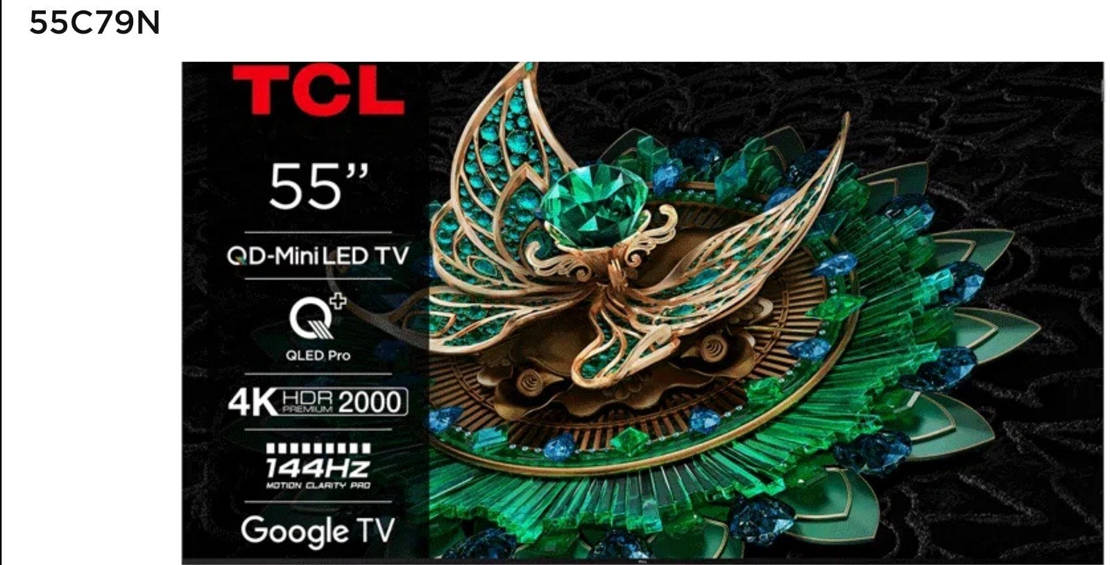 TCL 55C79N 55" QLED PRO Mini-LED 4K Google TV, Audio, Tv en Foto, QLED, 50 Hz, Zo goed als nieuw, 100 cm of meer