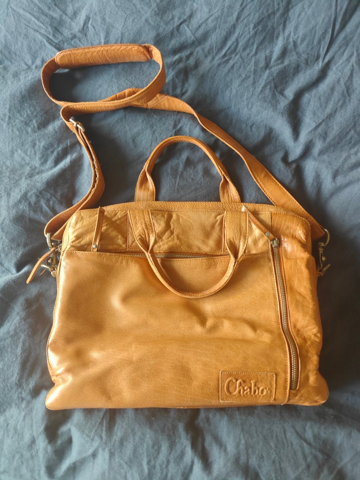 Chabo Leren Laptoptas / Schoudertas - Cognac, Sieraden, Tassen en Uiterlijk, Tassen | Damestassen, Ophalen, Gebruikt, Bruin, Overige typen