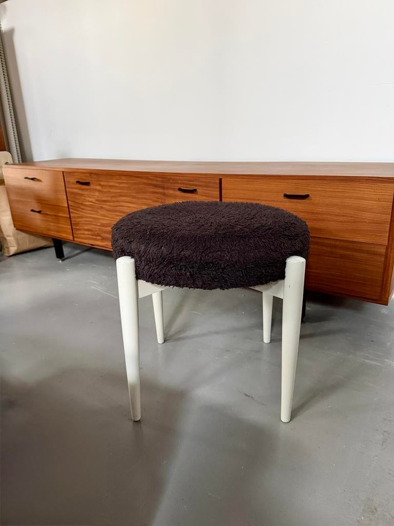 Midcentury Deens design kruk, vintage poef, kruk
