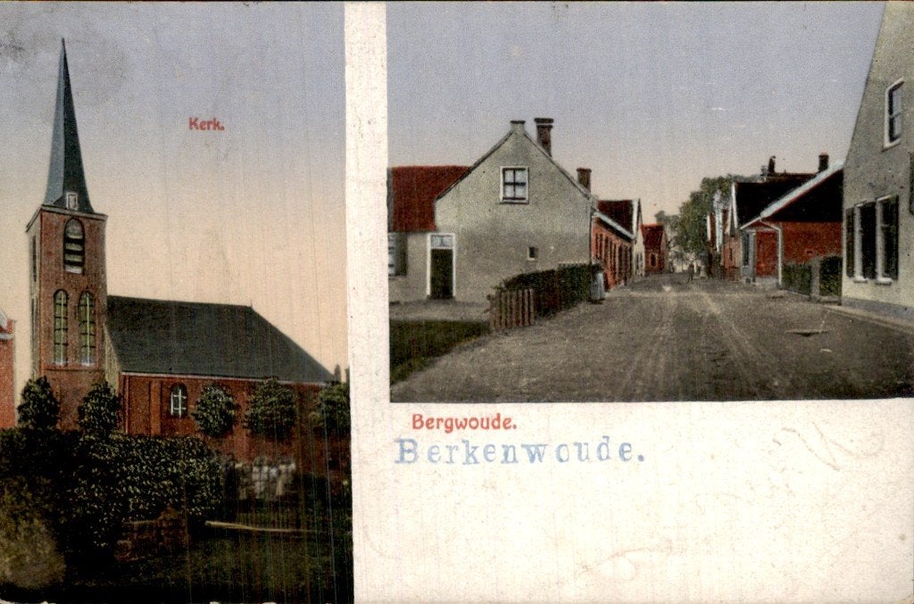 Berkenwoude - Kerk - Dorpsgezicht, Verzamelen, Ophalen of Verzenden, 1920 tot 1940, Gelopen, Zuid-Holland