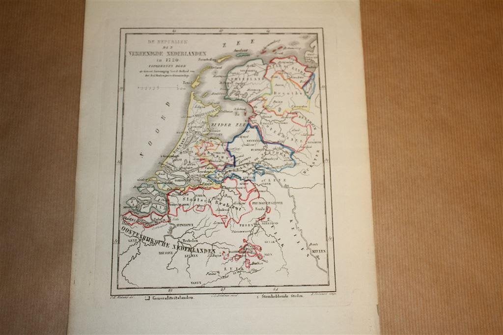 Antieke kaart - Republiek Ver. Nederlanden in 1720 - Witkamp, Gelezen, Ophalen of Verzenden, Landkaart, 1800 tot 2000