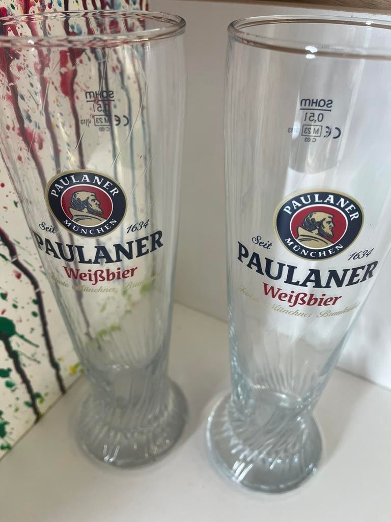 Pauliner halve liters set van 2 glazen, Verzamelen, Ophalen of Verzenden, Nieuw, Glas of Glazen, Overige merken