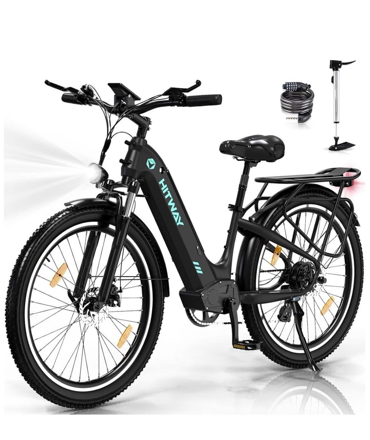 Hitway E-bike: Comfortabele elektrische fiets met schijfremm, Zo goed als nieuw, 51 tot 55 cm, 50 km per accu of meer, Ophalen