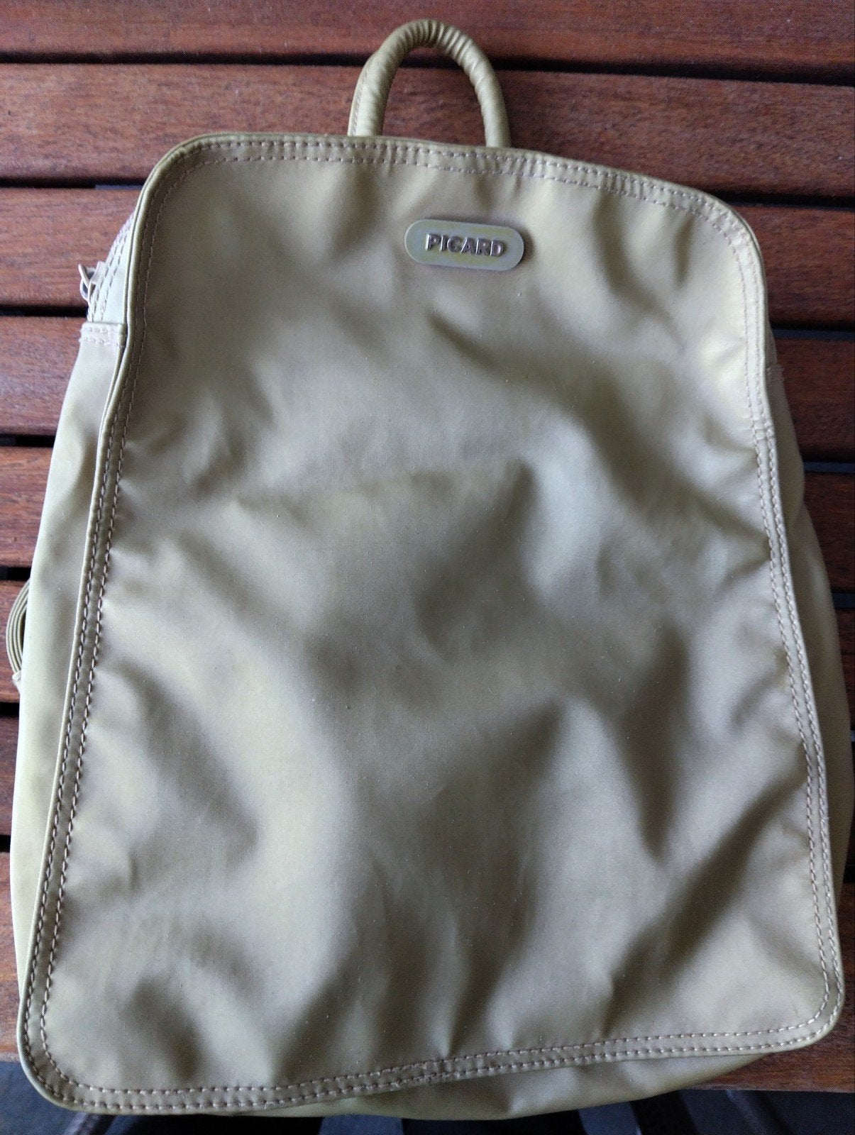 Picard rugzak - Beige/Goud - 27x24 cm, Ophalen of Verzenden, Zo goed als nieuw, 25 tot 40 cm, Overige merken
