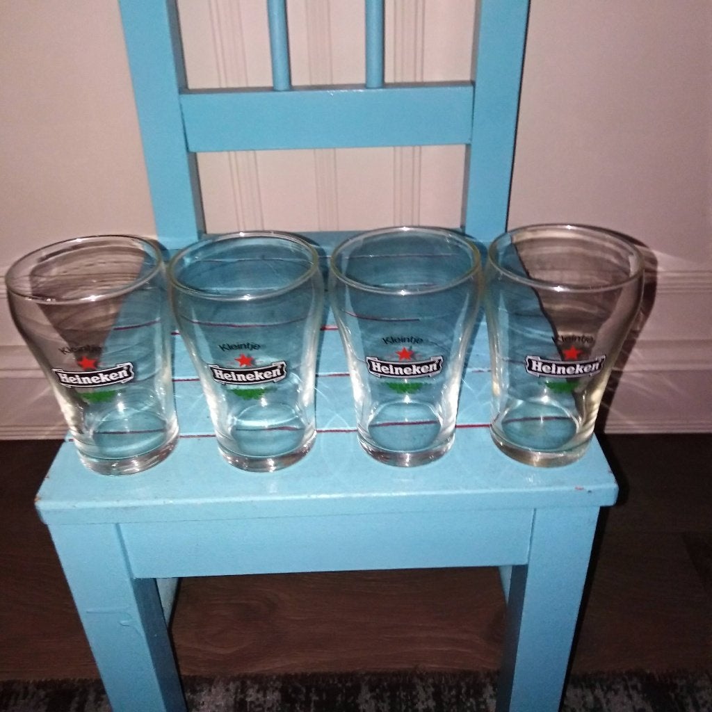 Heineken kleintje bierglazen recht model 4 stuks, Verzamelen, Ophalen, Gebruikt, Glas of Glazen, Heineken