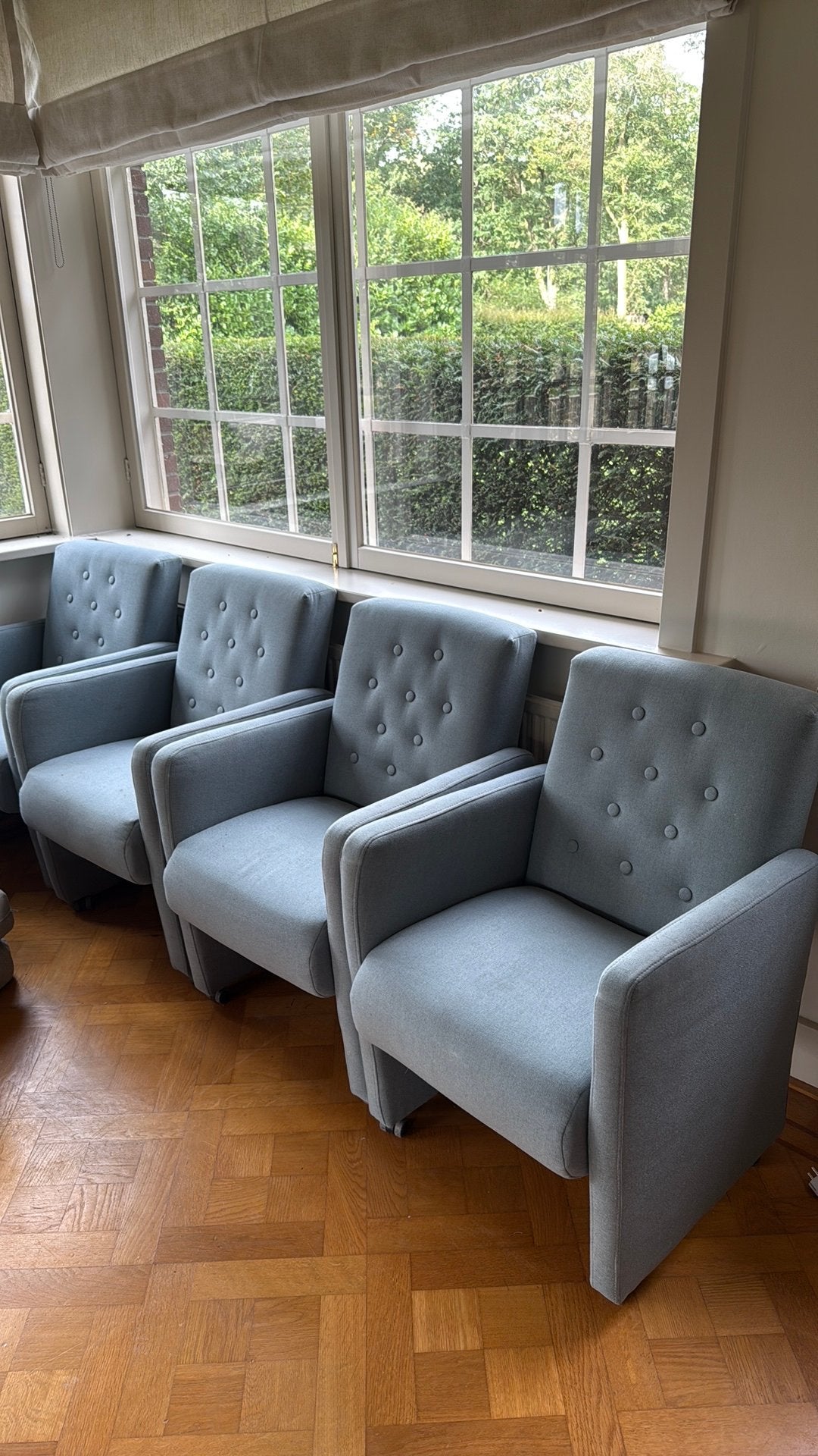 Stoffen stoel 4 stuks, Ophalen of Verzenden, Gebruikt, 75 tot 100 cm, Stof