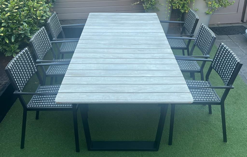 Prachtige 4SO outdoor dining set, Ophalen, 6 zitplaatsen, Aluminium, Zo goed als nieuw