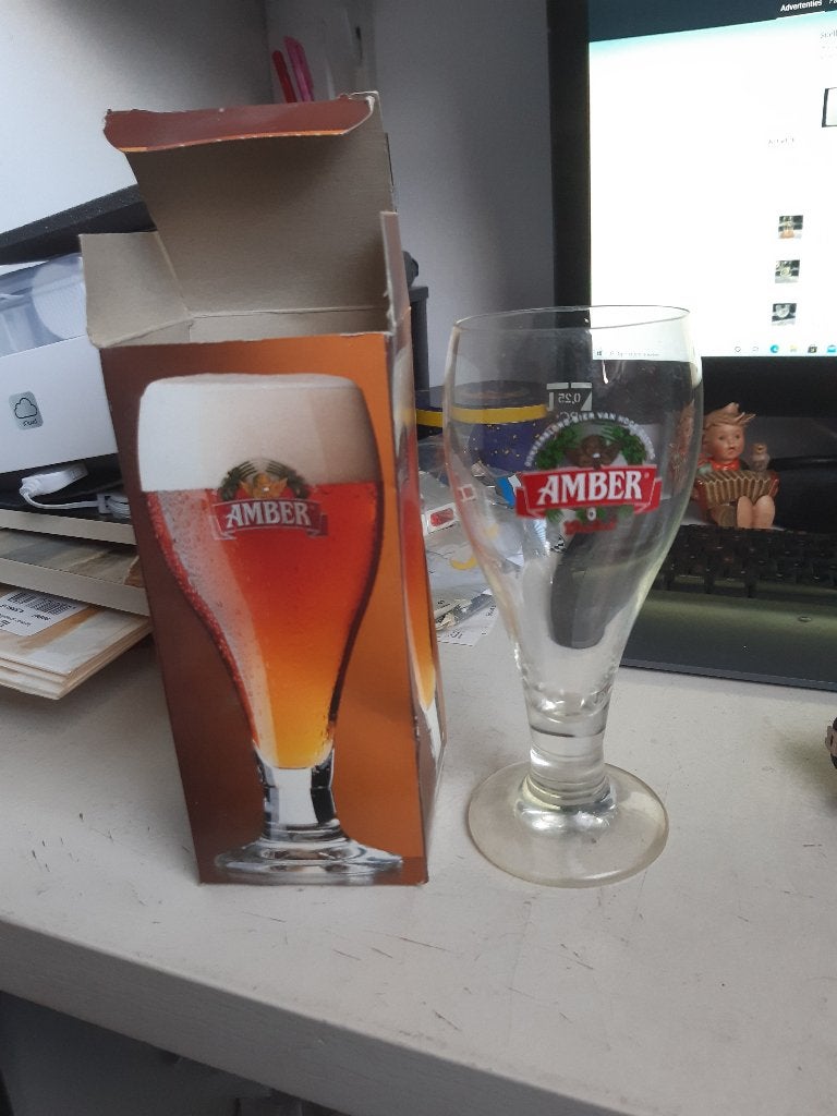 Grolsch Amber bierglas (Z197-128), Verzamelen, Ophalen of Verzenden, Nieuw, Glas of Glazen, Grolsch