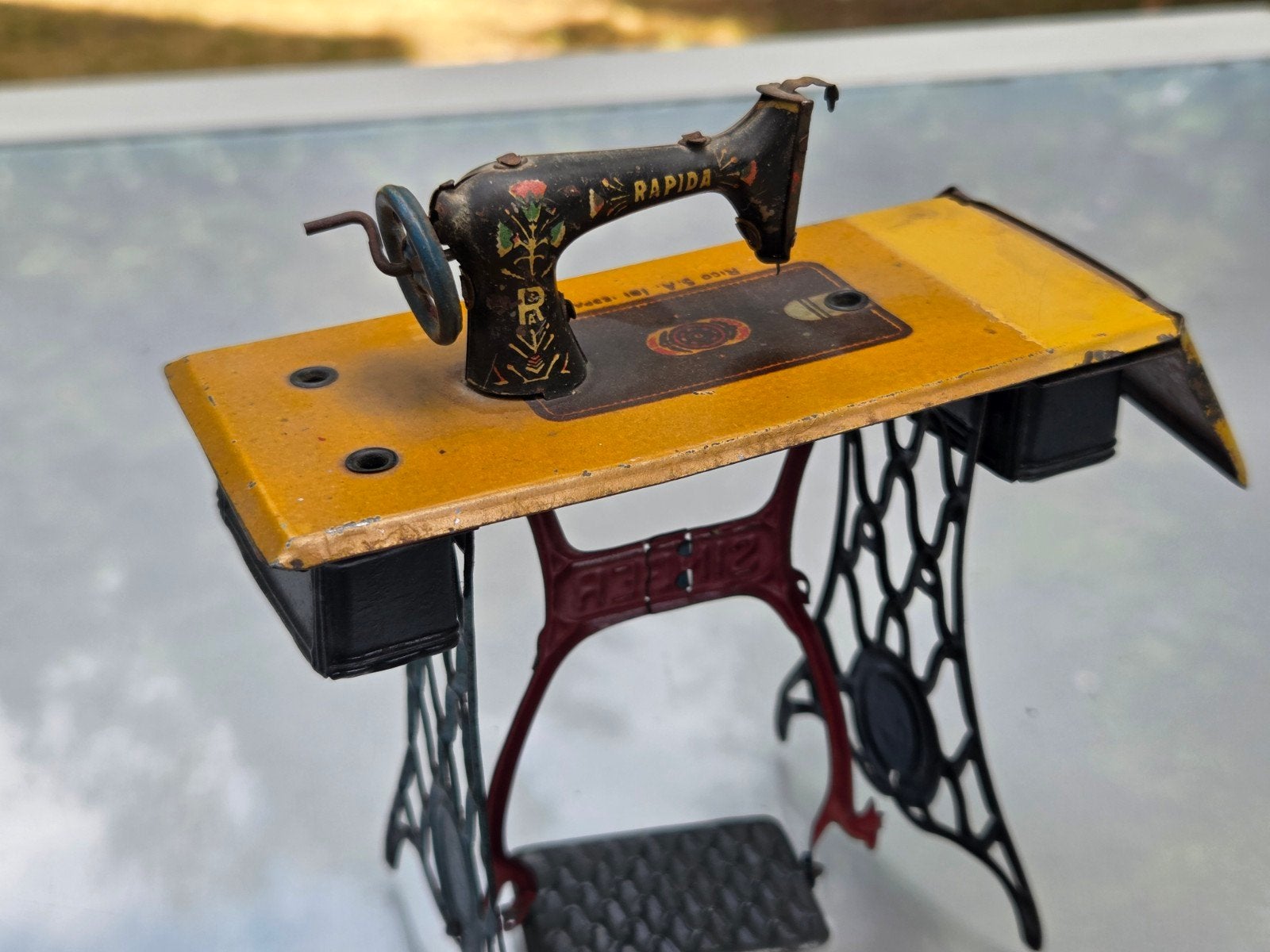 Antiek blikken speelgoed Rico Singer Rapida naaimachine, Antiek en Kunst, Ophalen of Verzenden