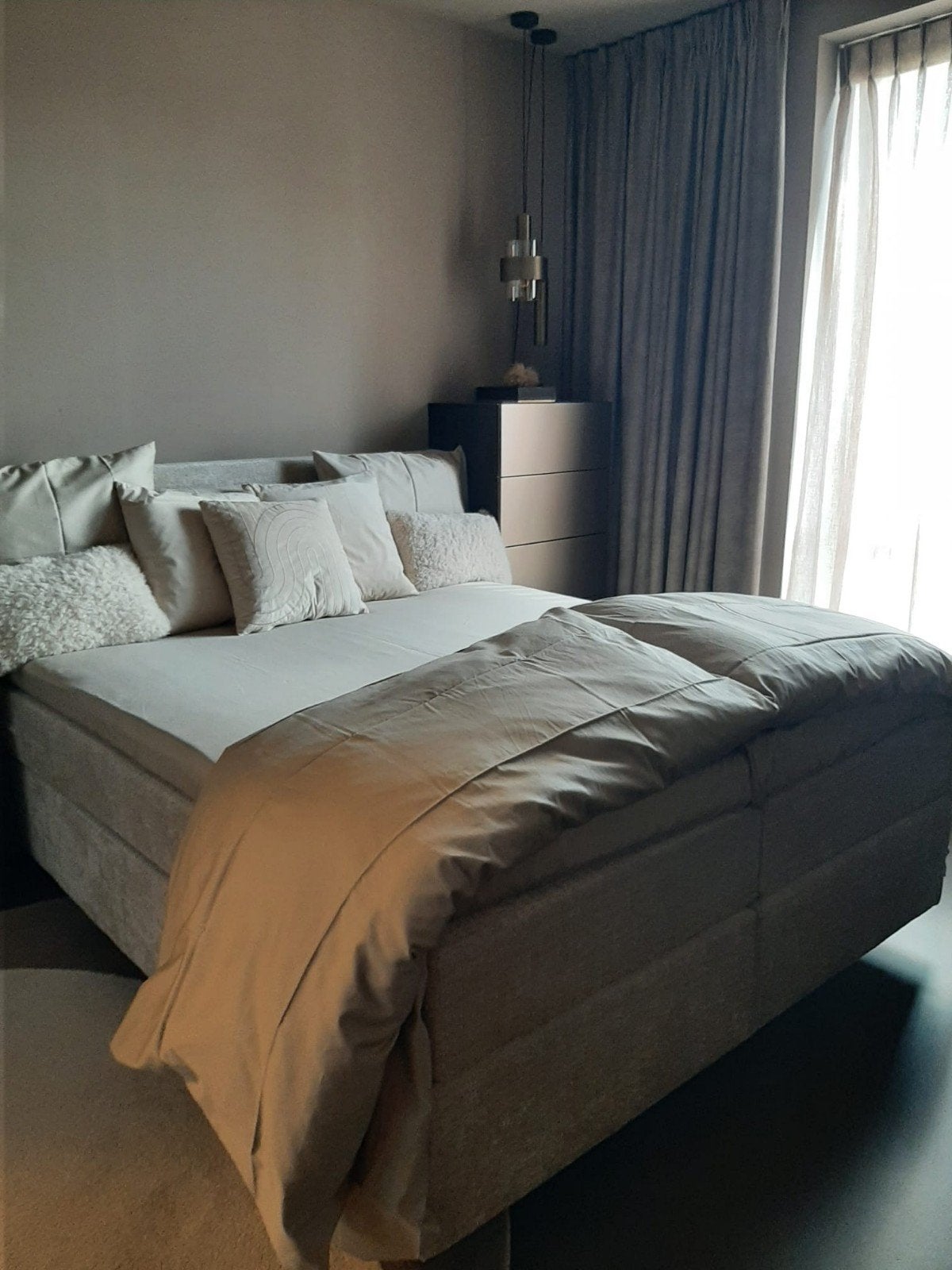 Nieuw tweepersoonsbed 160x200 van Woonsquare, Ophalen, Beige, 200 cm, Stof