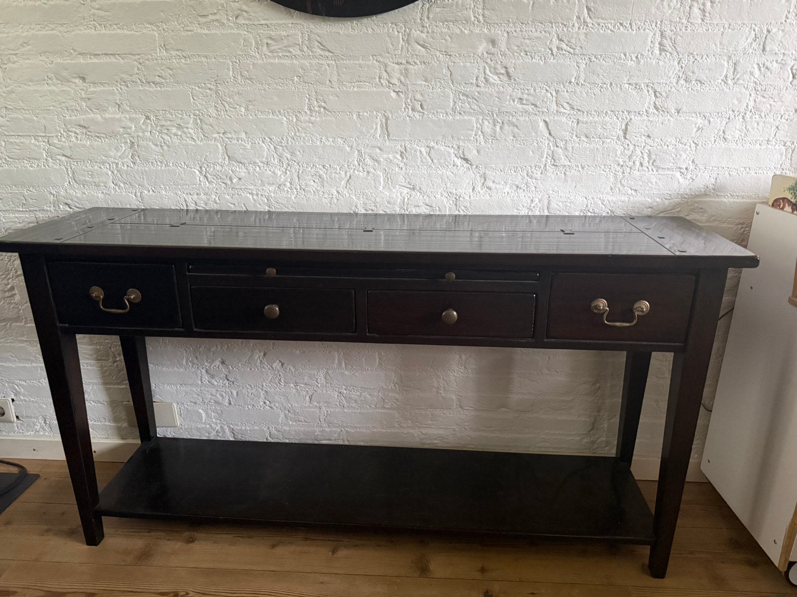 Eikenhouten sidetable, Ophalen, Gebruikt, 100 tot 150 cm, 25 tot 50 cm