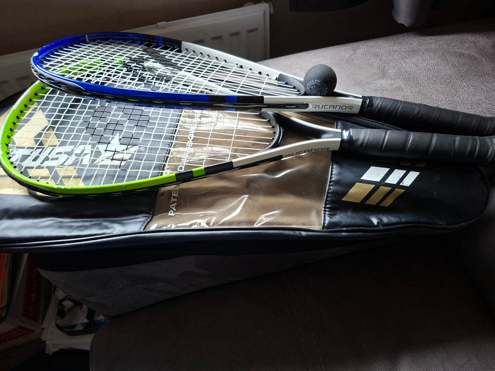 squashrackets rucanor, Sport en Fitness, Badminton, Ophalen, Gebruikt, Racket(s)