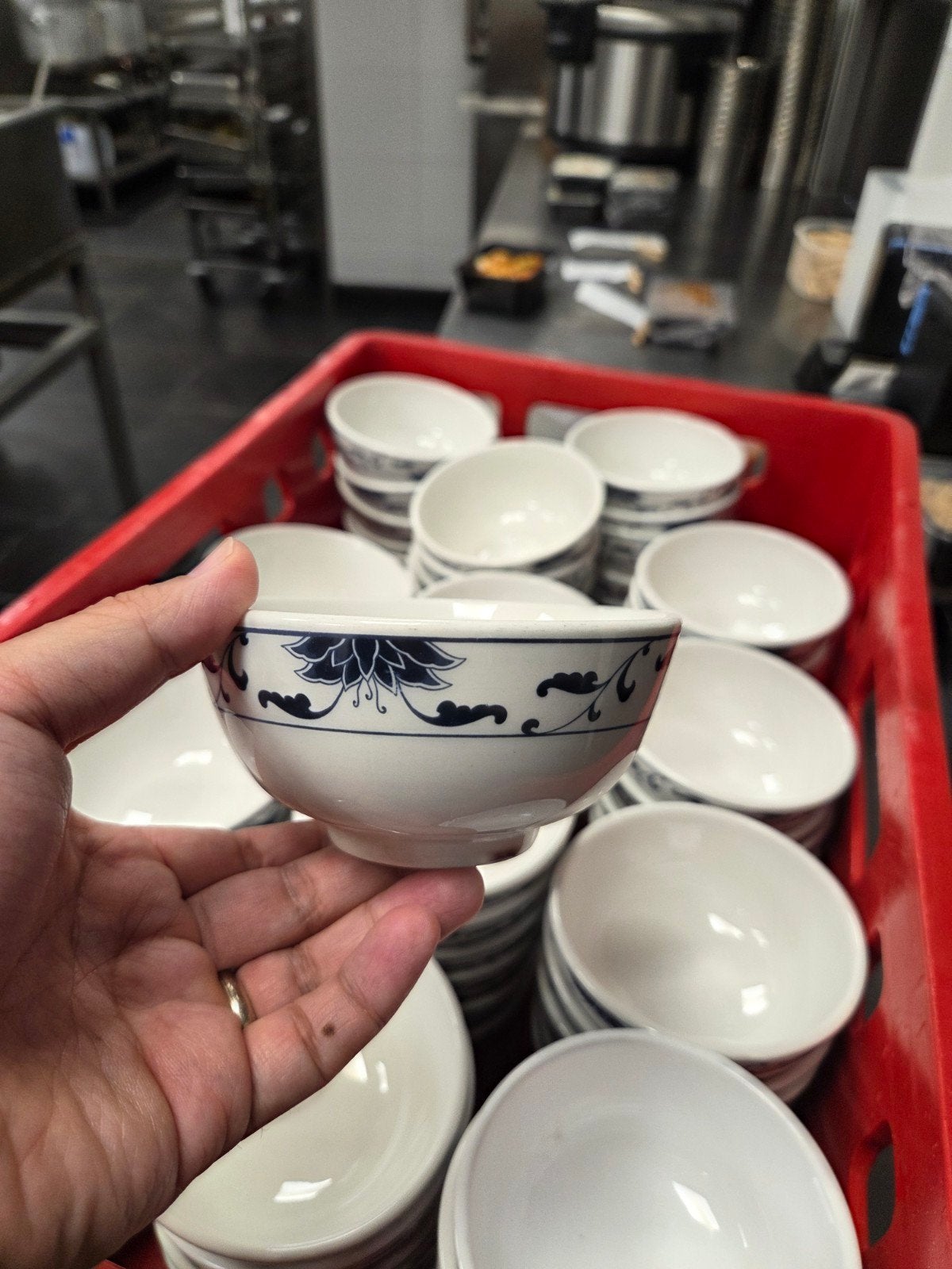 75 Soepkommen - Tang Durable China - Wit met blauw decor, Ophalen, Aziatisch, Gebruikt, Overige merken