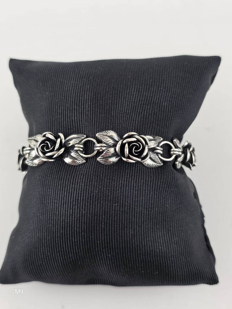 Zilveren Teka roosjes armband                            Z50, Gebruikt, ., Ophalen of Verzenden, .