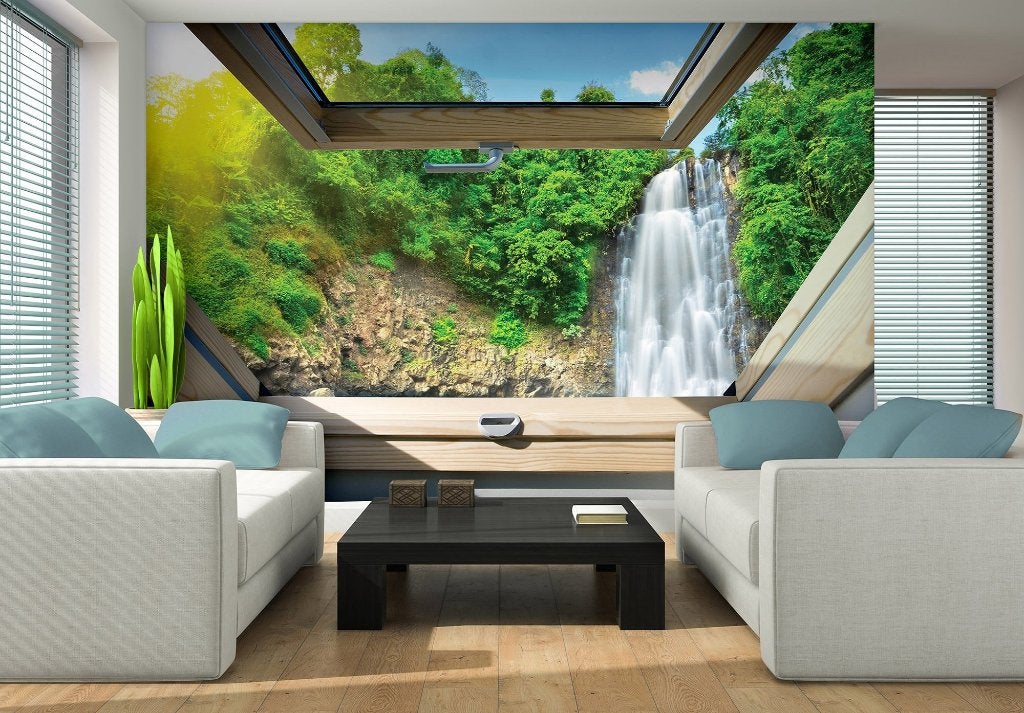 Dakraam fotobehang waterval 2, Fotobehang4you, Verzenden, Fotobehang