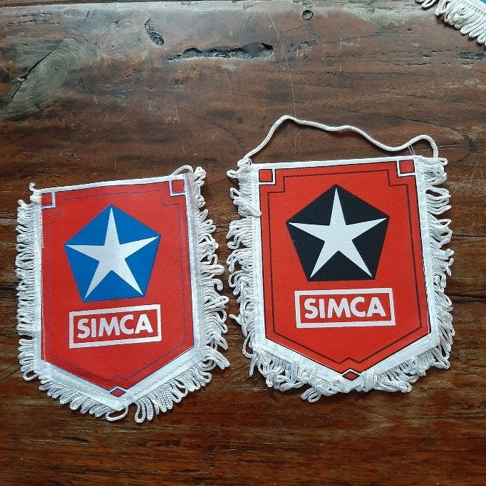 Simca vintage auto vaantje logo merk ster blauw zwart, Verzamelen, Ophalen of Verzenden, Gebruikt, Auto's