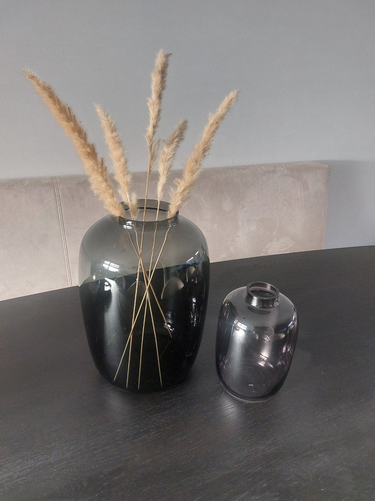 Smoke Vaas Set - Zwarte Decoratie Vazen (2 Maten), Ophalen, Zo goed als nieuw, Glas