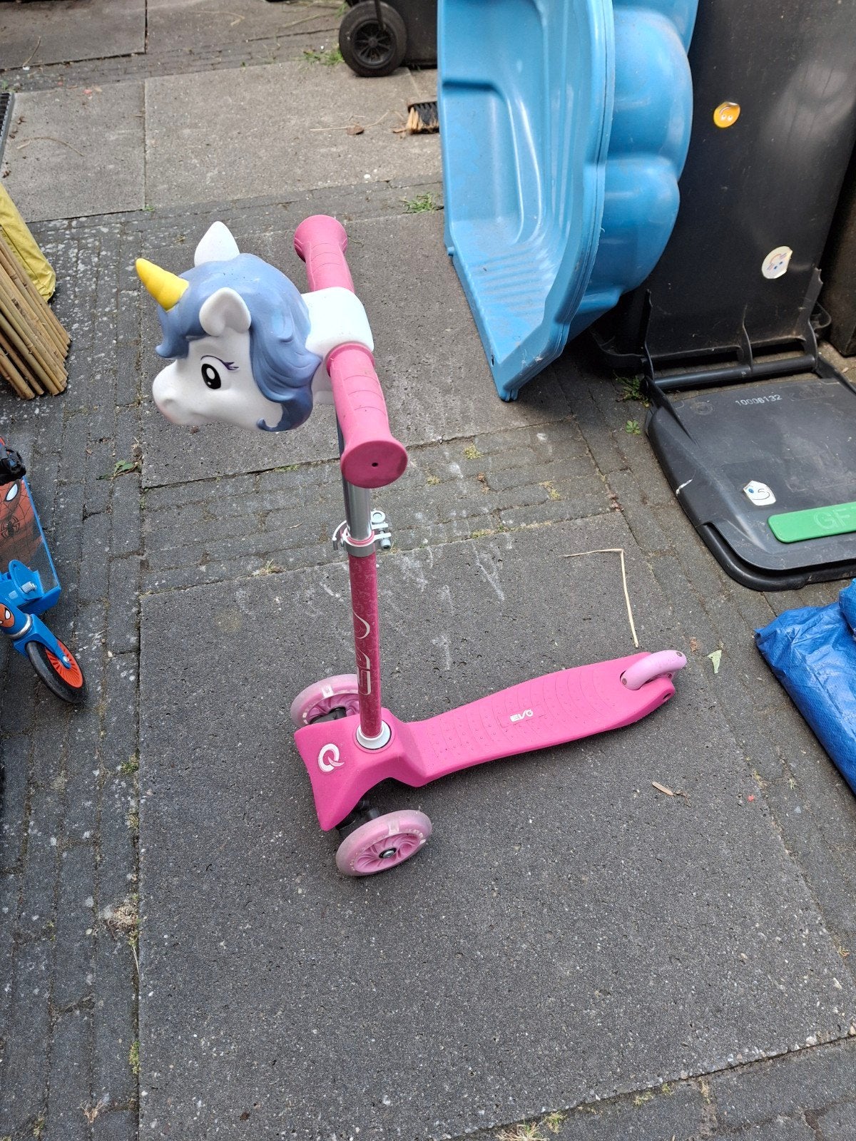 Roze meisjes step met eenhoornhoofd, Ophalen, Gebruikt, Gewone step, Onbekend