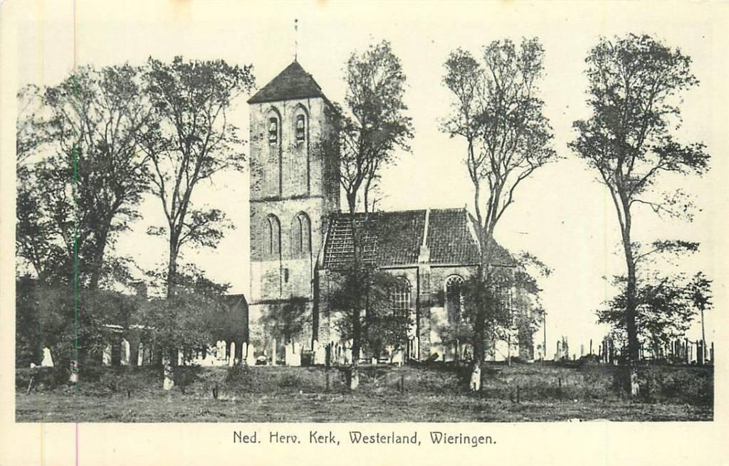 381-445-001 Westerland Wieringen Kerk, Verzenden, Voor 1920, Noord-Holland