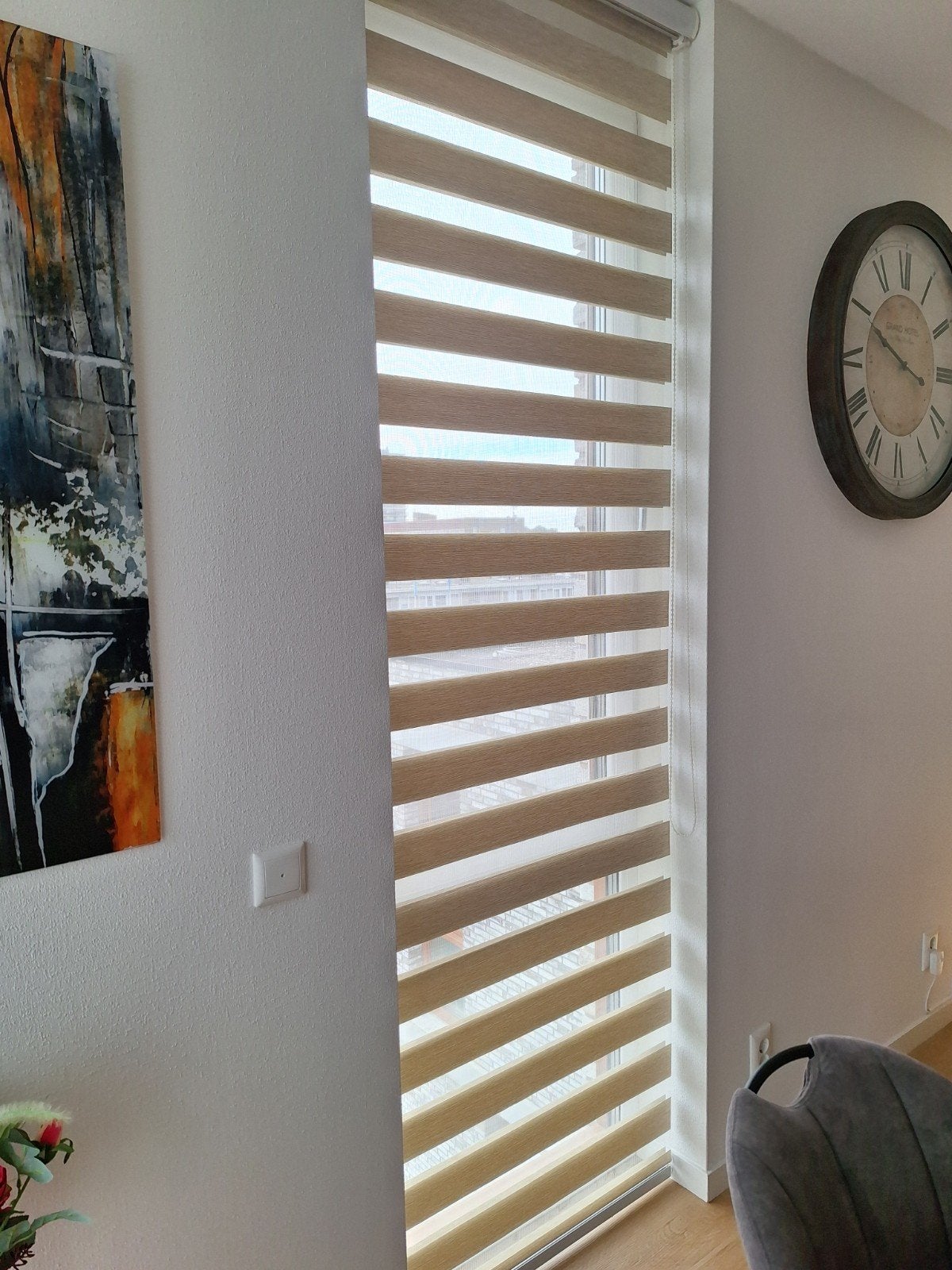 Duo rolgordijn beige/wit - 2600x815mm, Duo rolgordijn, Ophalen of Verzenden, Zo goed als nieuw, Beige