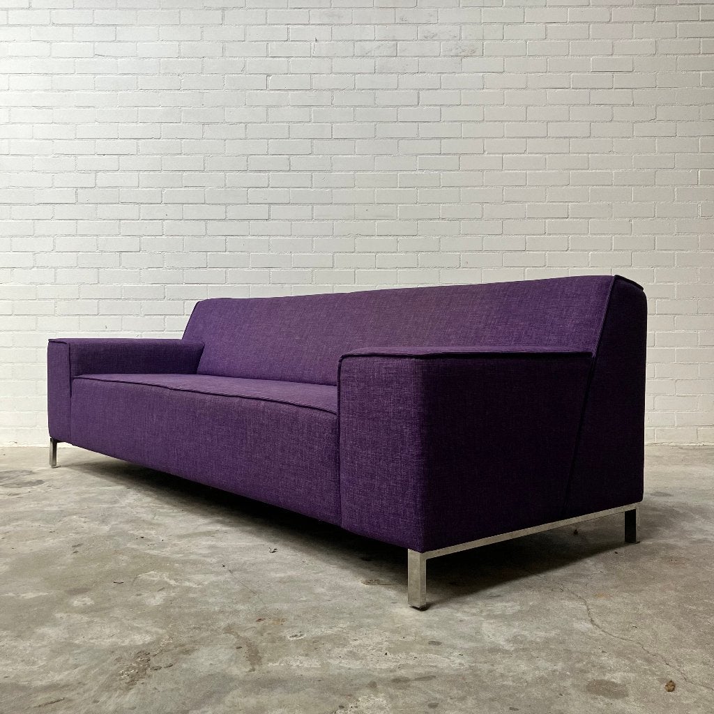 Paarse Montel design bank met hocker 3-zits bankstel, Ophalen of Verzenden, Gebruikt, 75 tot 100 cm, 200 tot 250 cm