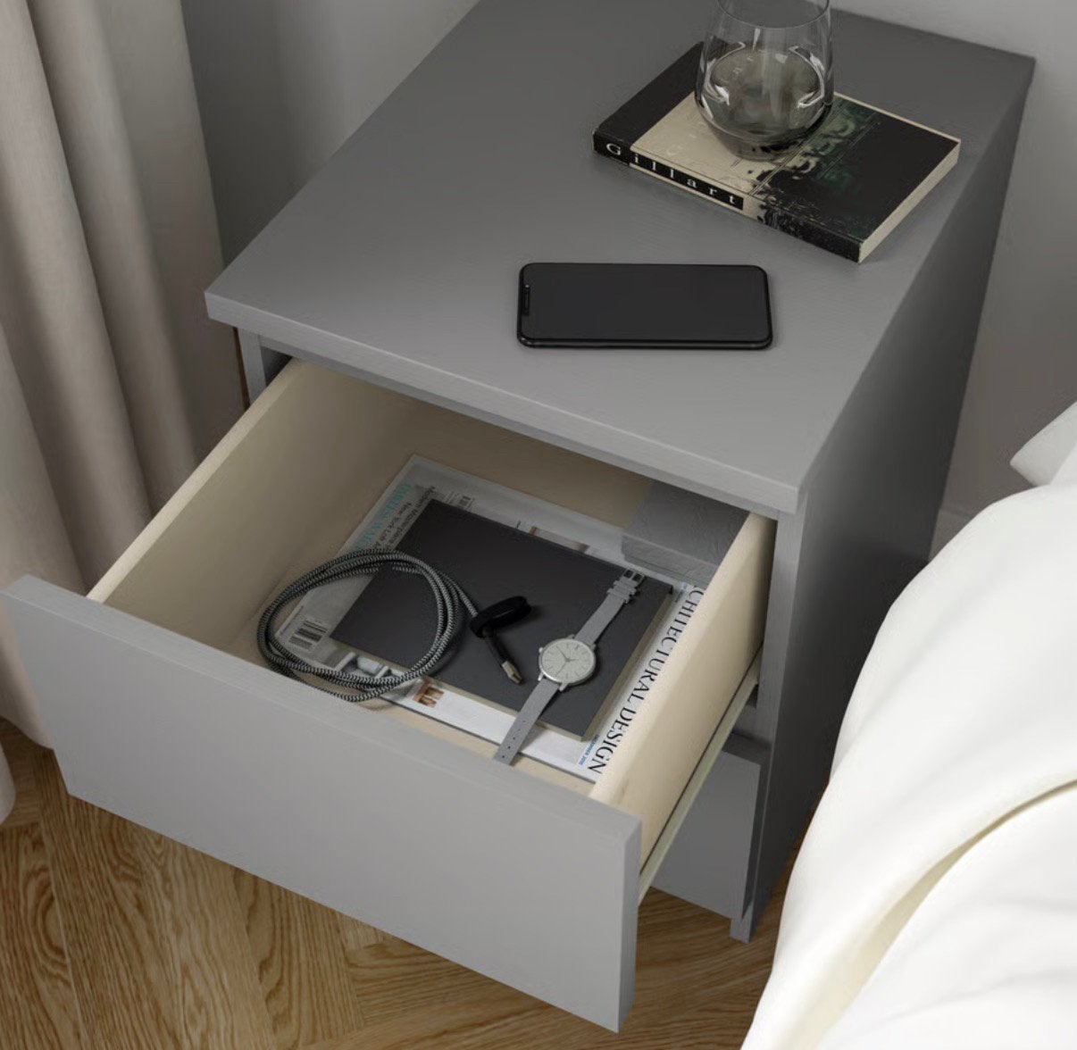 MALM Ladekast 2 lades, grijs, 40x55 cm <NIEUW in doos>, 1 of 2 laden, Nieuw, Minder dan 100 cm, 25 tot 50 cm