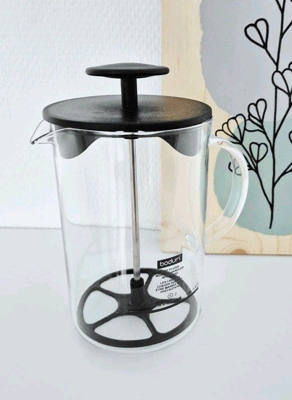 Koffiepers glas en zwart kunststof van Bodum, Koffiemachine, Gemalen koffie, Ophalen of Verzenden, Zo goed als nieuw