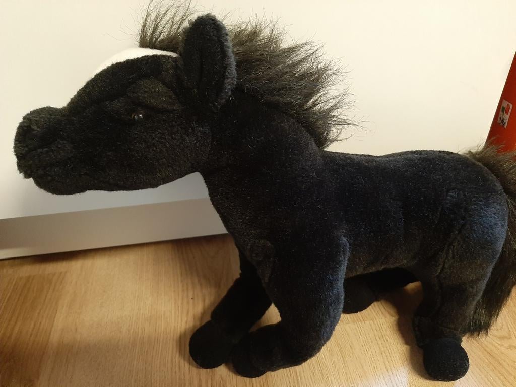 Zwart paard knuffel 40 cm, Ophalen of Verzenden