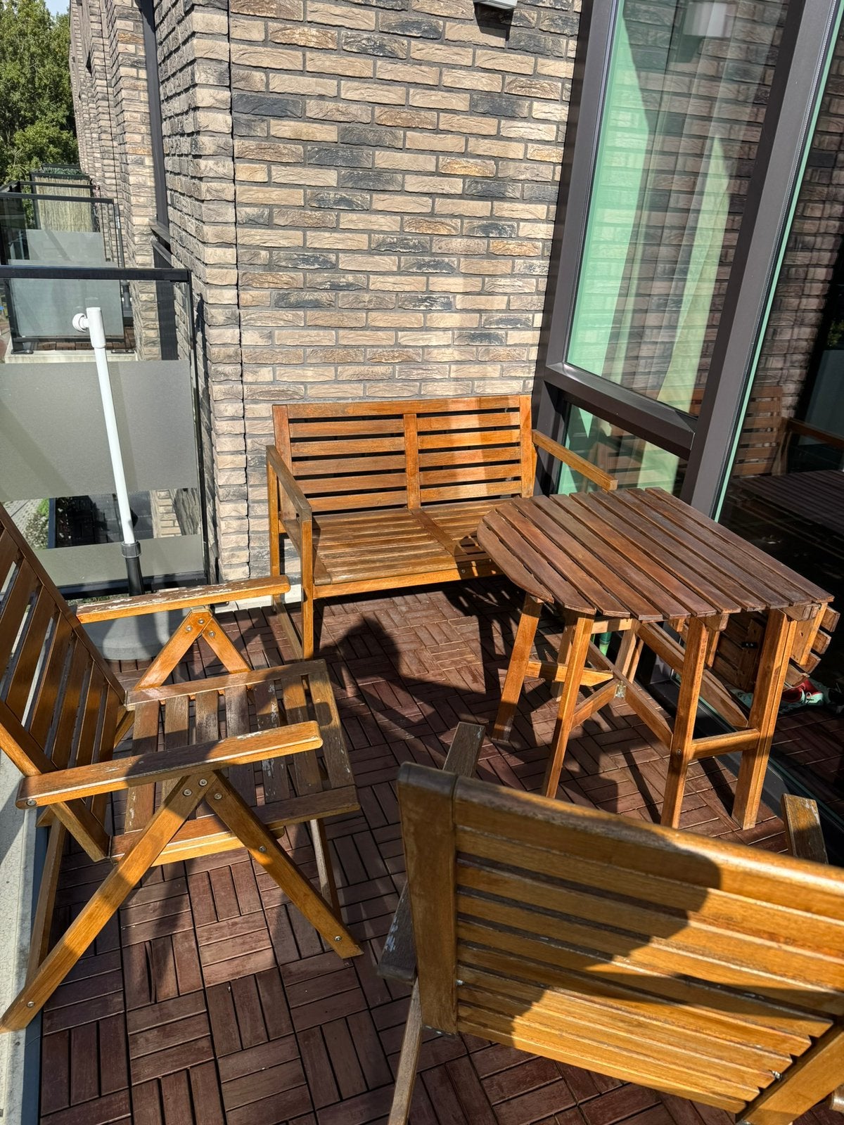 Houten tuinset IKEA, Tuin en Terras, Ophalen, Zo goed als nieuw, Hout, 2 zitplaatsen