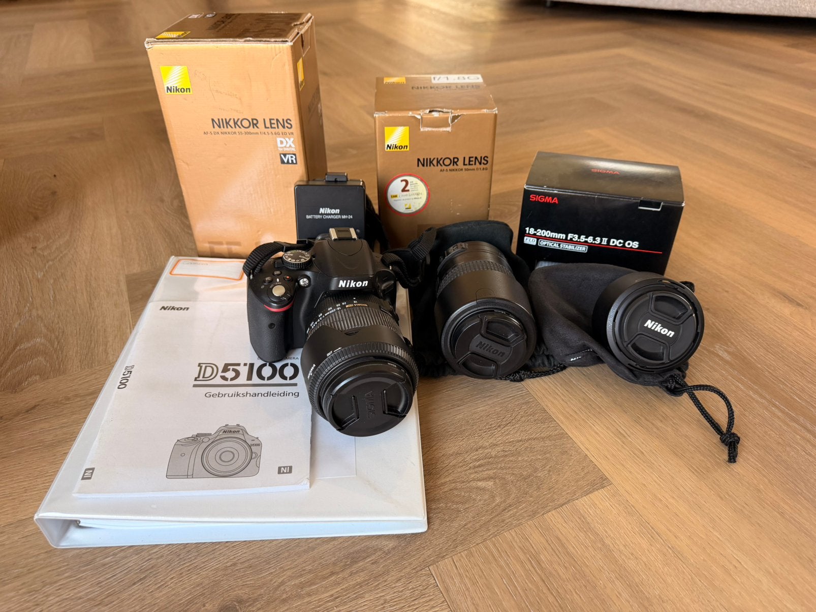 Complete set Nikon D5100 incl. 3 lenzen, Audio, Tv en Foto, Fotocamera's Digitaal, Zo goed als nieuw, Spiegelreflex, Nikon, 8 keer of meer