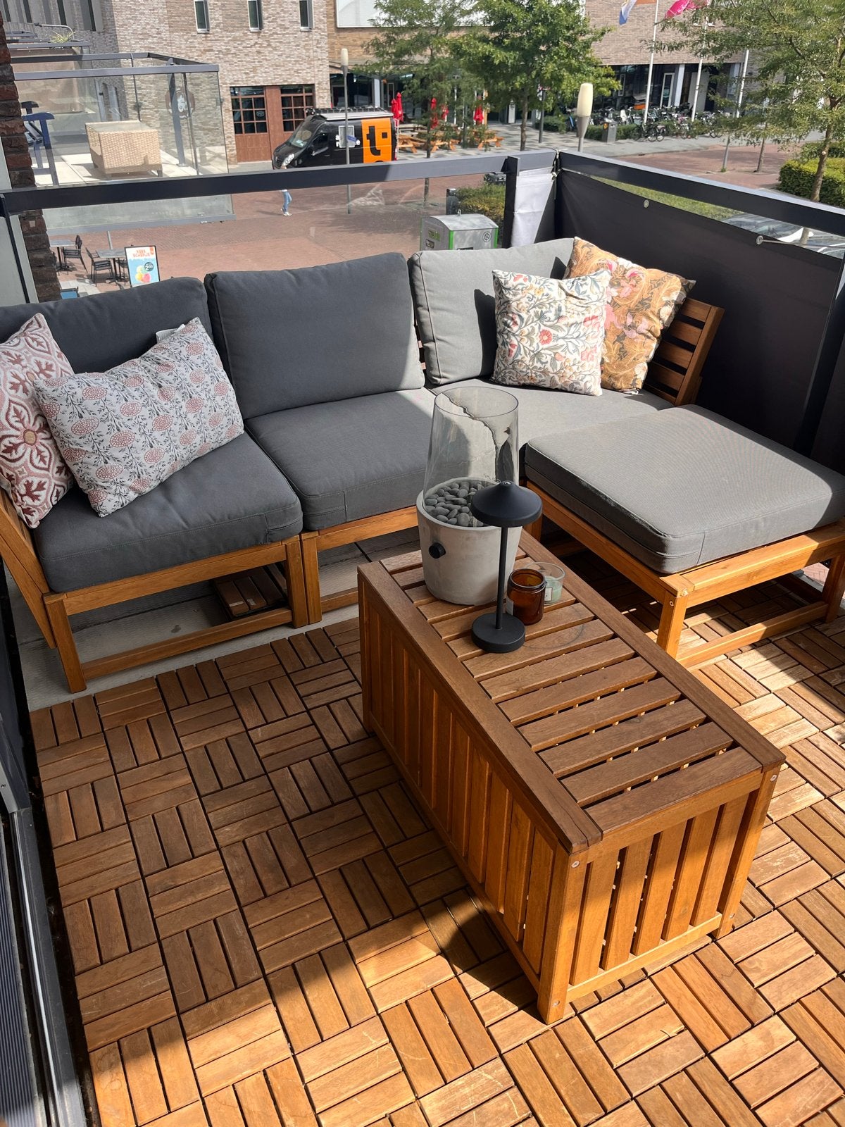 IKEA Loungeset NÄMMARÖ met kussens en salontafel + vlonder, Tuin en Terras, Tuinsets en Loungesets, Ophalen, Gebruikt, 3 zitplaatsen