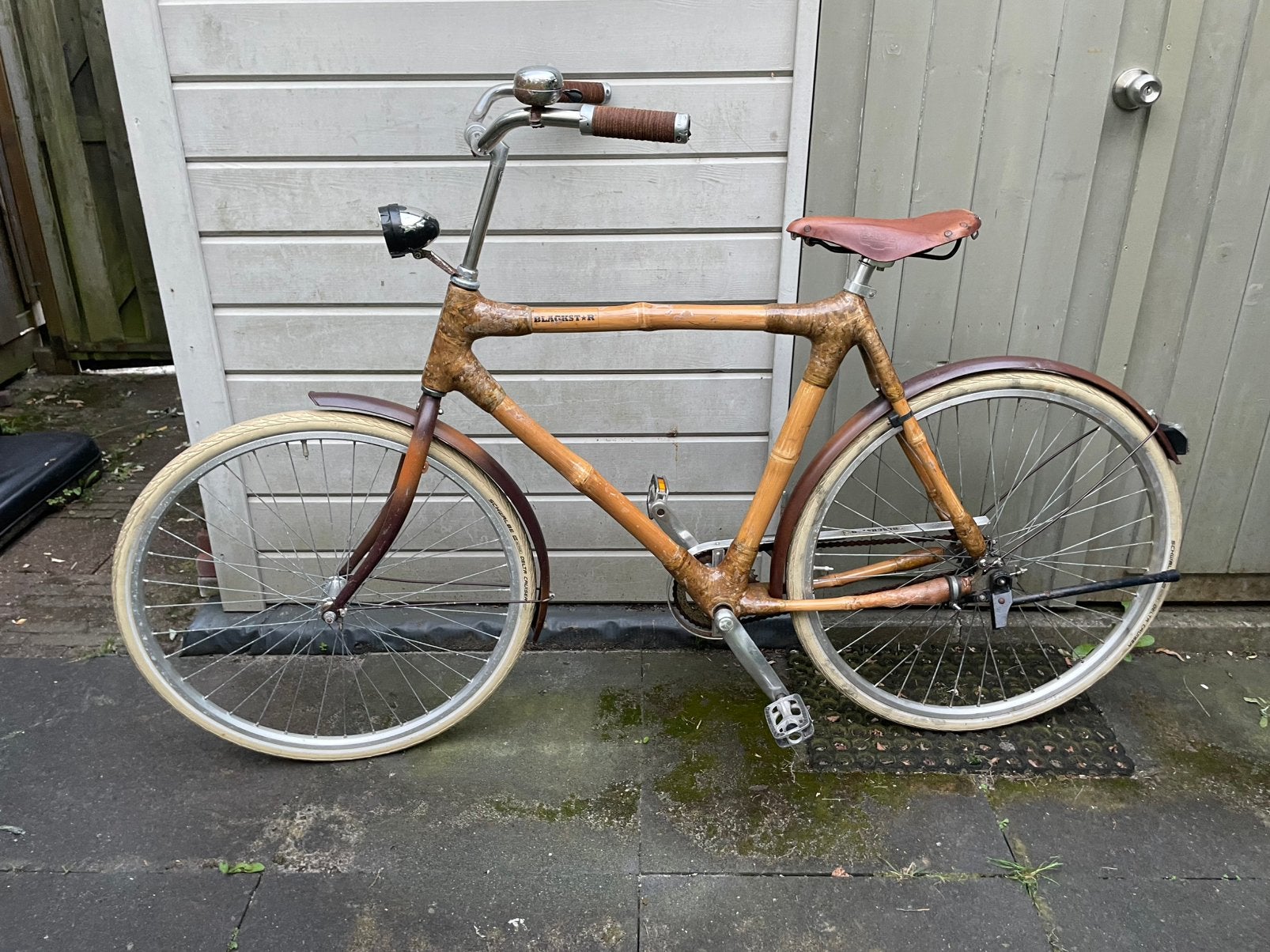 Bamboe Herenfiets 56 cm Blackstar, Fietsen en Brommers, Overige merken, Terugtraprem, Gebruikt, Ophalen of Verzenden