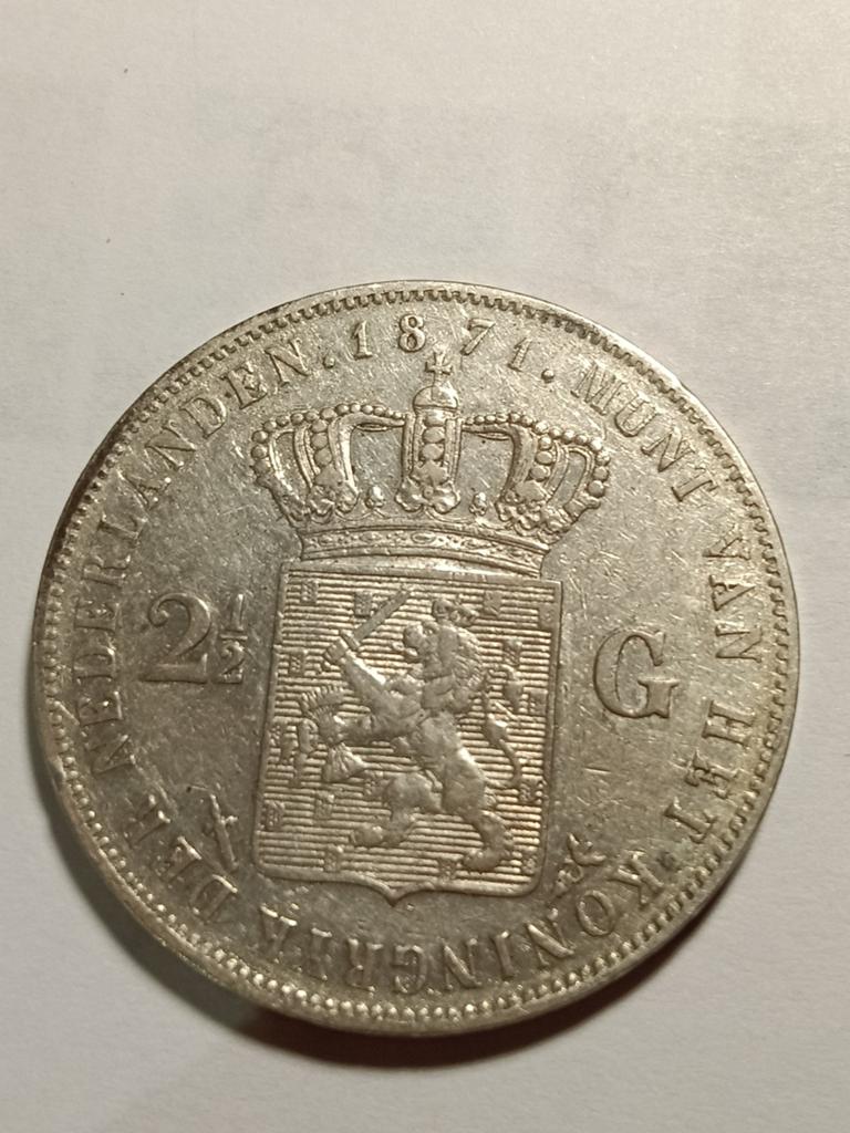 Rijksdaalder Willem drie 1871, Ophalen of Verzenden, Koning Willem III, 2½ gulden, Zilver
