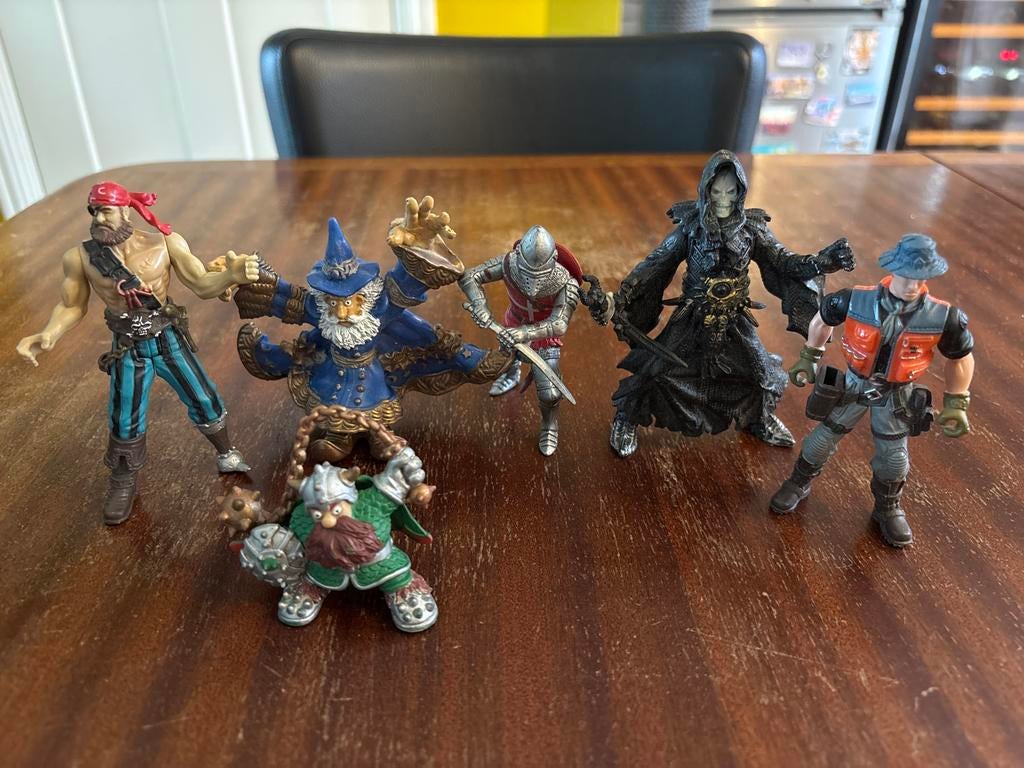 Fantasy Actiefiguren Set: Piraat, Tovenaar, Ridder, Dwerg, Ophalen of Verzenden, Gebruikt