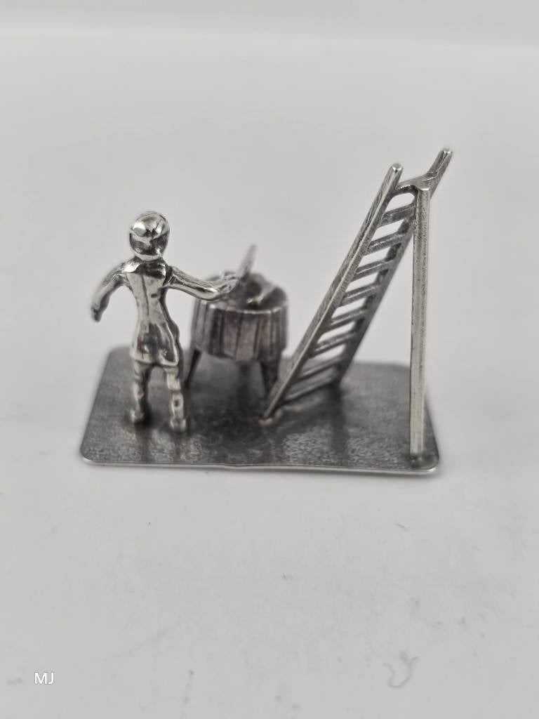 Zilveren miniatuur Slager                                Z90, Ophalen of Verzenden, Zilver