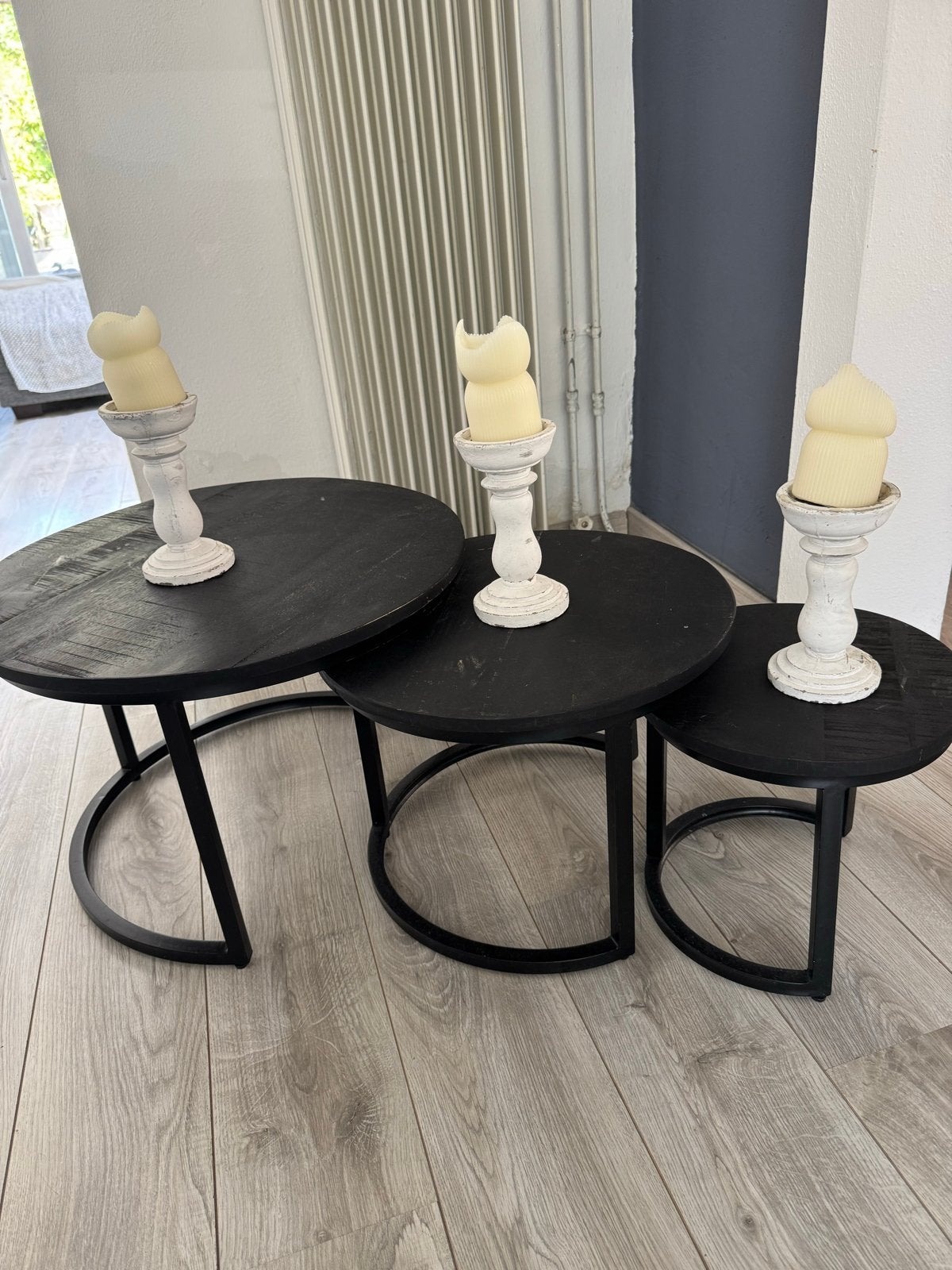 Set van 3 zwarte ronde salontafels, Minder dan 45 cm, Minder dan 55 cm, Rond, Ophalen of Verzenden