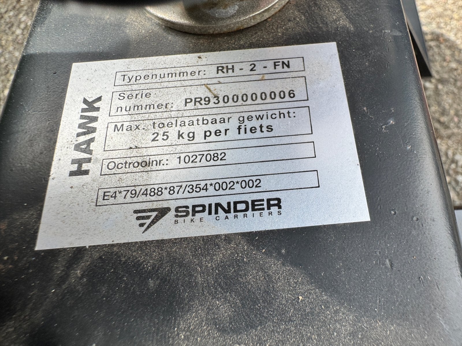 Spinder Hawk Trekhaak Fietsendrager - 2 fietsen, Auto diversen, Fietsendragers, Ophalen, Gebruikt, 2 fietsen, Trekhaakdrager
