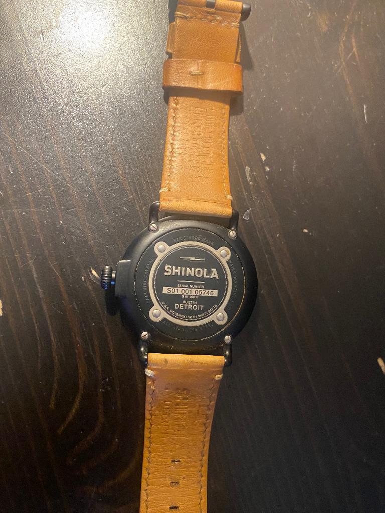 Shinola horloge, Overige merken, Overige materialen, Leer, Polshorloge