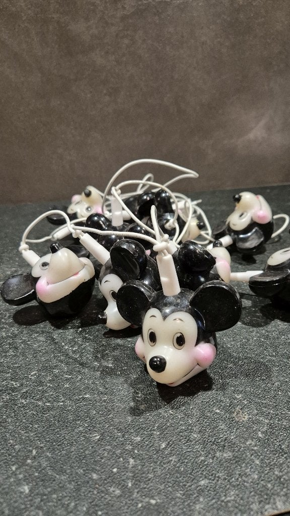 Vintage Mickey Mouse lichtsnoer, lampjes, 10x 8cm. 5B14, Tweedehands verkoop, Tweedehands verkoop, Gebruikt, Beeldje of Figuurtje