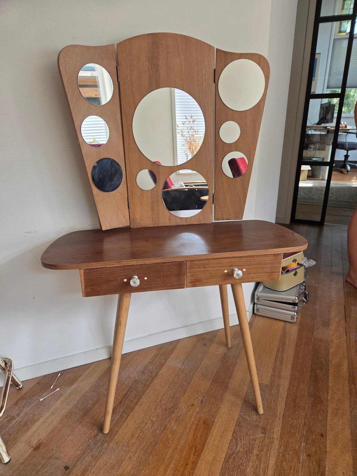 Vintage Kinder Kaptafel / Make-up Tafel met Spiegels, Ophalen, Gebruikt, 50 tot 100 cm, Minder dan 100 cm