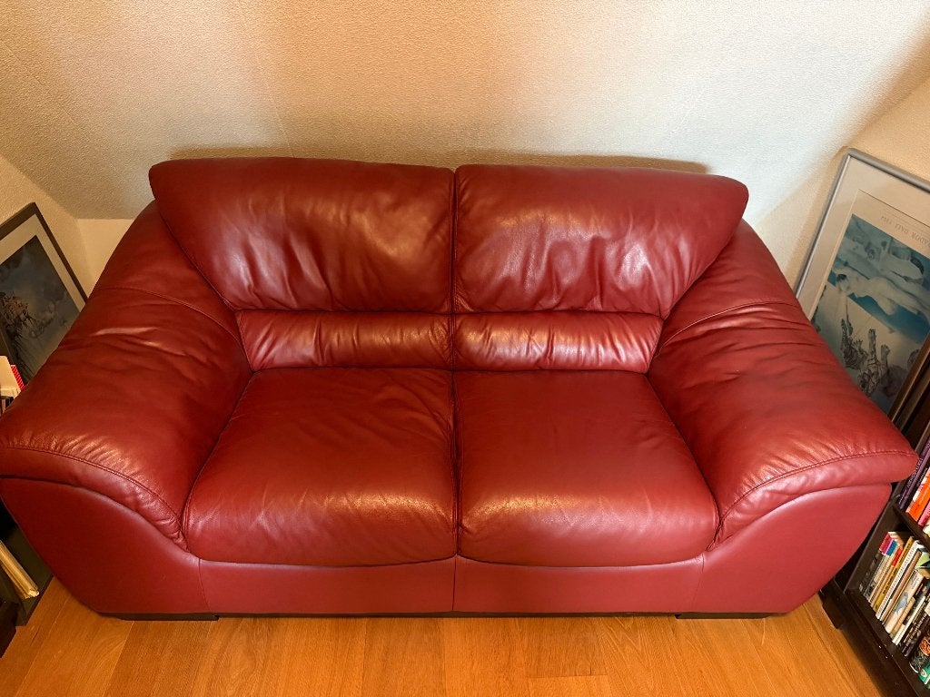 Twee Zits Leren Bank van Natuzzi, Huis en Inrichting, Ophalen, Gebruikt, Minder dan 75 cm, Tweepersoons