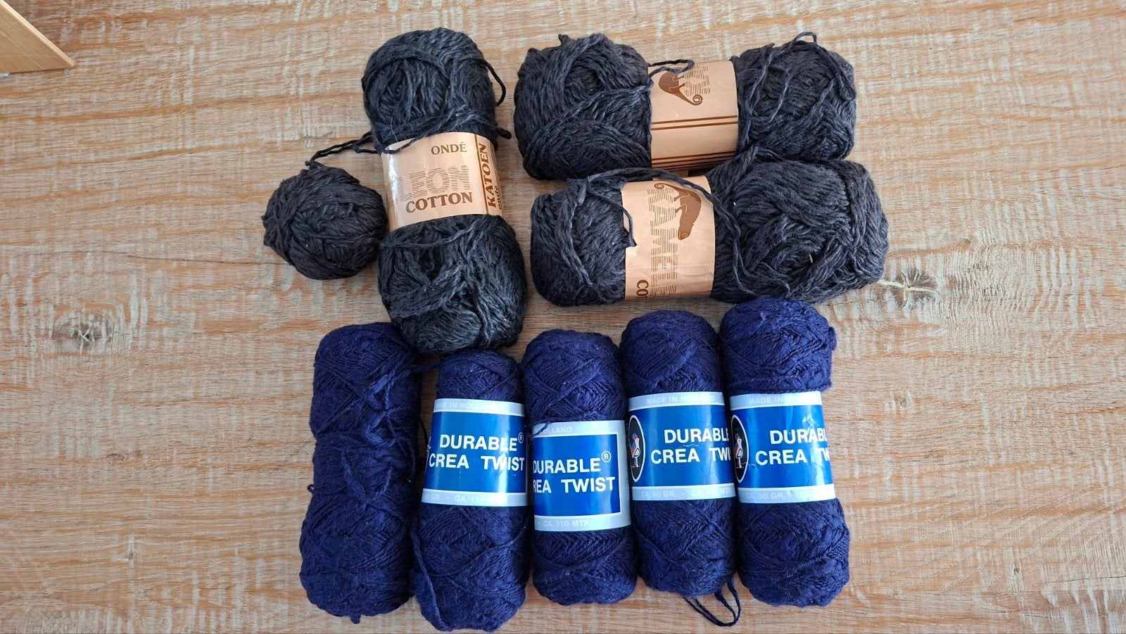 katoen garen, donkerblauw en antraciet, Ophalen, Breien of Haken, Wol of Garen