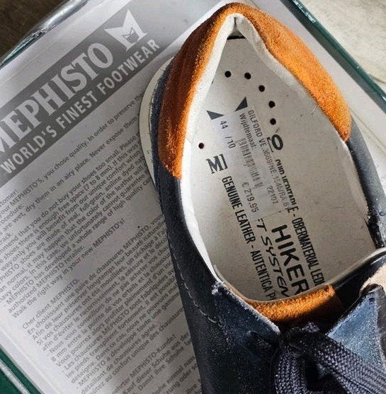 Mephisto sneakers rits blauw en bruin, nieuwstaat, 10  44, Ophalen of Verzenden, Zo goed als nieuw, Blauw