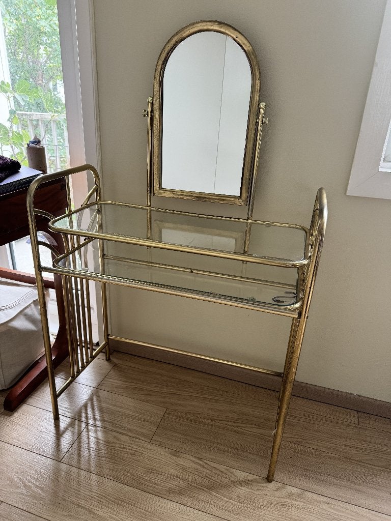 Vintage Hollywood Regency stijl kaptafel, Huis en Inrichting, Tafels | Kaptafels, Ophalen, Metaal of Aluminium, 100 tot 150 cm