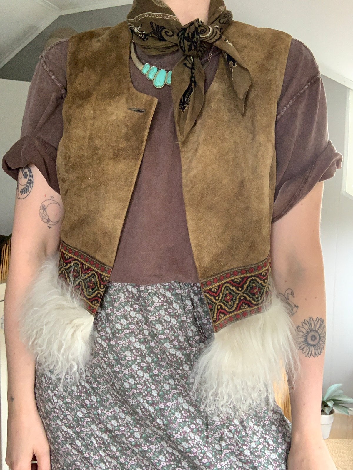 Vintage mongolian fur gilet M waistcoat, Kleding | Dames, Maat 38/40 (M), -, Ophalen of Verzenden, Zo goed als nieuw